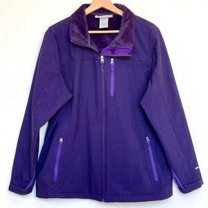 FREE COUNTRY Women’s 1X Jacket Soft Shell Full Zip Faux fur Lined Purple